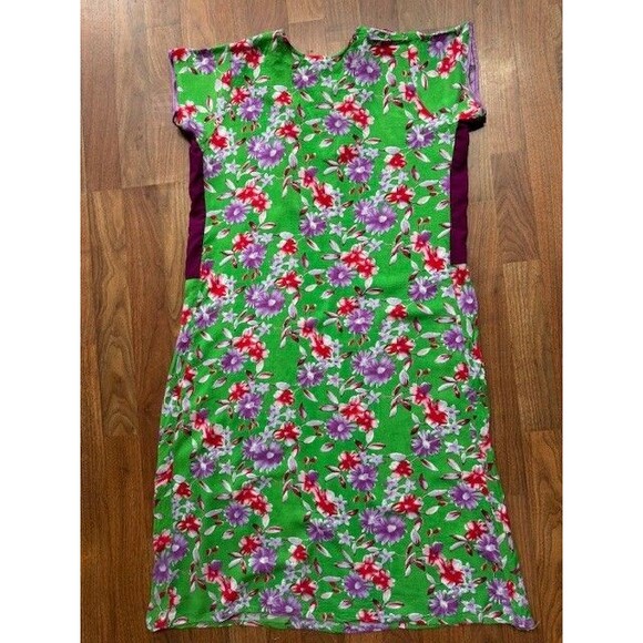 Vintage‎ Custom Mrs Roper Purple Red Floral Lounge Mu Mu Midi House Dress MED - Picture 4 of 14
